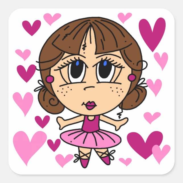 Pegatina Cuadrada Ballerina Chica (Anverso)