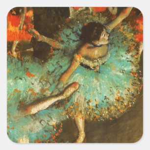 Pegatina Cuadrada Ballerina Dance Green Dancer Edger Degas Painting