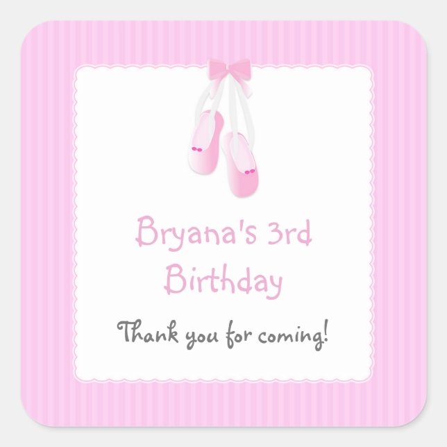 Pegatina Cuadrada Ballerina Slippers Pegatinas Fiestas de ballet ros (Anverso)