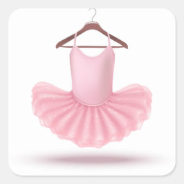 Pegatina Cuadrada Ballerina Tutu Ballet Bonito Rosa Girly Elegante