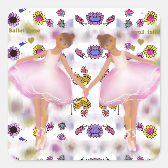 Pegatina Cuadrada Ballerinas (Anverso)