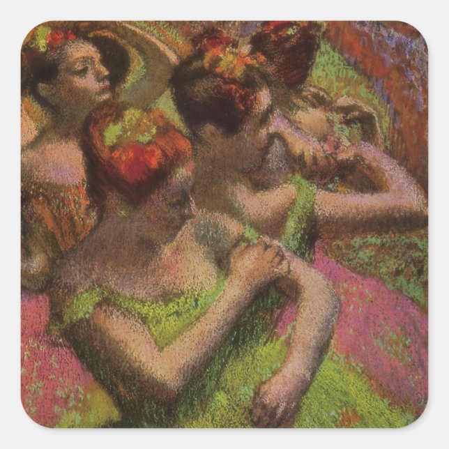Pegatina Cuadrada Ballerinas Adjusting Their Dresses (Edgar Degas) (Anverso)