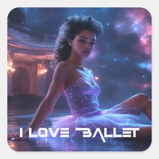 PEGATINA CUADRADA BALLET - AMO EL BALLET (Anverso)
