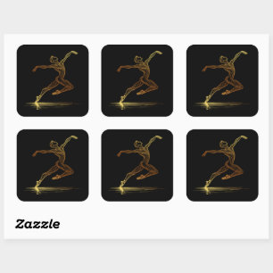 Pegatina Cuadrada Ballet de Golden Line Bailarina Ilustracion elegan