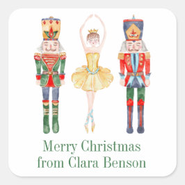 Pegatina Cuadrada Ballet Nutcracker de color acuático personalizado