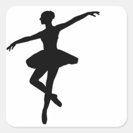Pegatina Cuadrada Ballet simple Ballerina Blanca Negra