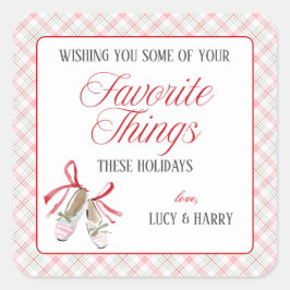 Pegatina Cuadrada Ballet Slippers Favorite Things Christmas