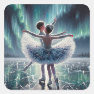 Pegatina Cuadrada Ballet sobre hielo