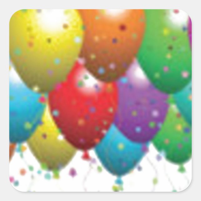 Pegatina Cuadrada balloon_birthday_card_customize-r11e61ed9b9074290b (Anverso)