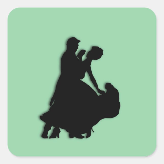 Pegatina Cuadrada Ballroom Dancers Silhouette (Anverso)