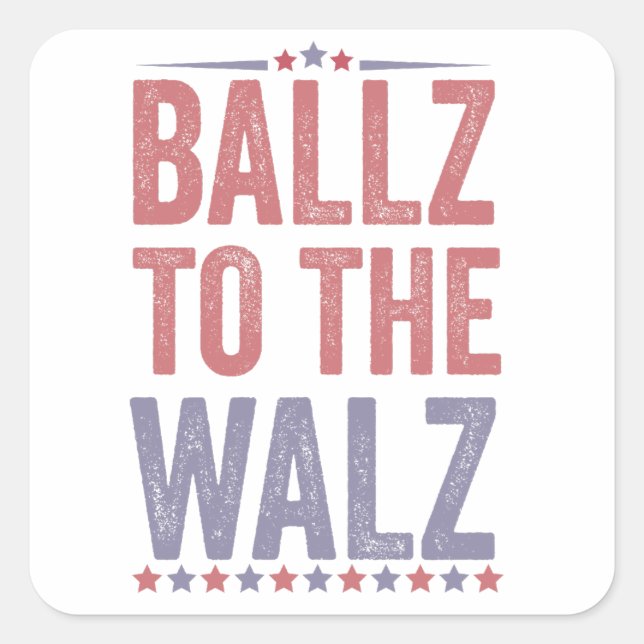 Pegatina Cuadrada Ballz a las elecciones Walz Harris Walz 2024 (Anverso)