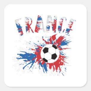 Pegatina Cuadrada Balón de fútbol de Francia con bandera desgastada