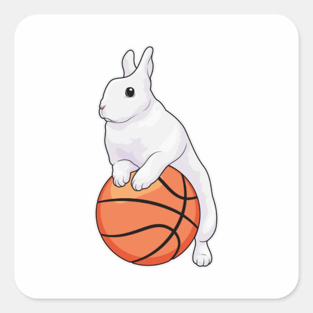 Pegatina Cuadrada Baloncestista Bunny (Anverso)
