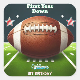 Pegatina Cuadrada Baloncestistas de los niños deportivos Primer cump