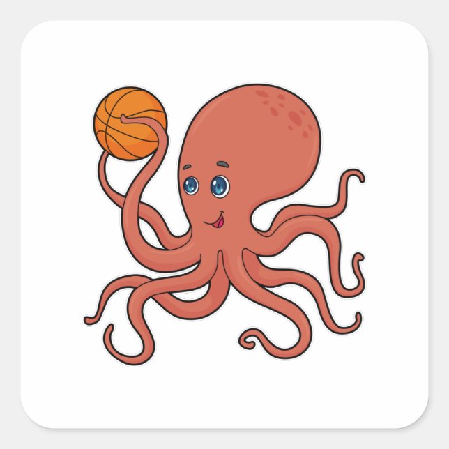 Pegatina Cuadrada Baloncestistas del Octopus (Anverso)