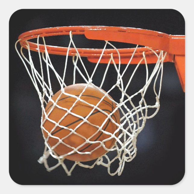 Pegatina Cuadrada Baloncesto (Anverso)