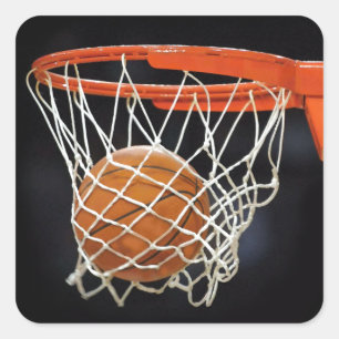 Pegatina Cuadrada Baloncesto