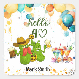 Pegatina Cuadrada Baloncesto 40 cumpleaños