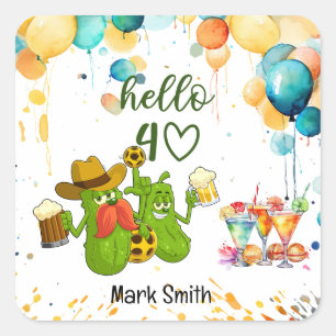 Pegatina Cuadrada Baloncesto 40 cumpleaños