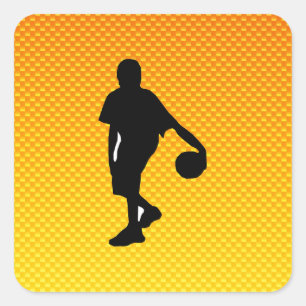 Pegatina Cuadrada Baloncesto amarillo-naranja