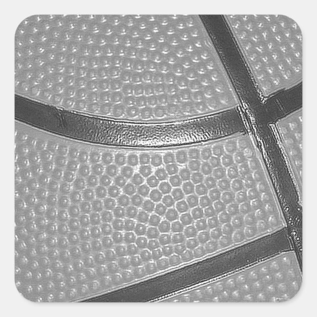 Pegatina Cuadrada Baloncesto blanco y negro (Anverso)