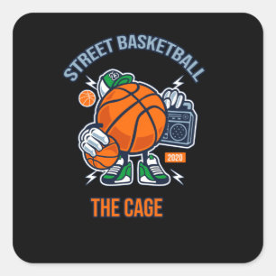 Pegatina Cuadrada Baloncesto callejero