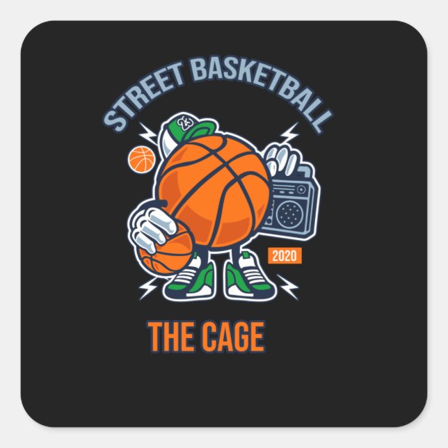 Pegatina Cuadrada Baloncesto callejero (Anverso)