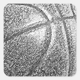 Pegatina Cuadrada Baloncesto con efecto lápiz