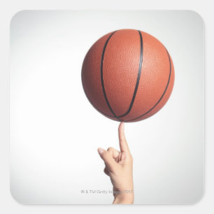 Pegatina Cuadrada Baloncesto con el dedo índice, manos cerradas