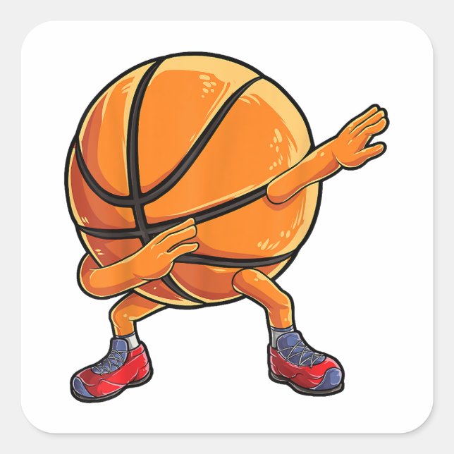 Pegatina Cuadrada Baloncesto Dabbing Ball Graciosos Niños Hombres De (Anverso)