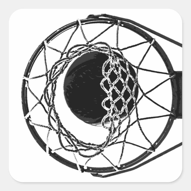 Pegatina Cuadrada Baloncesto de arte pop (Anverso)