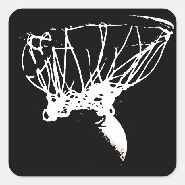 Pegatina Cuadrada Baloncesto de arte pop blanco negro (Anverso)