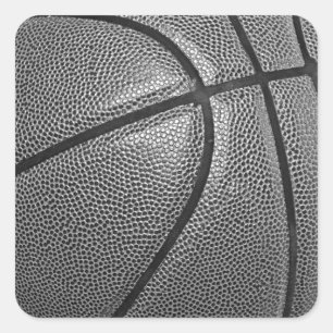 Pegatina Cuadrada Baloncesto de escala de grises