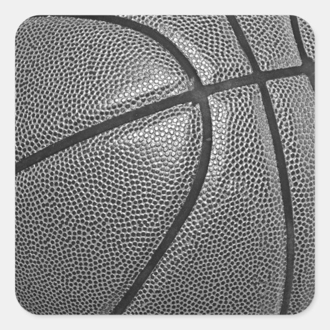 Pegatina Cuadrada Baloncesto de escala de grises (Anverso)