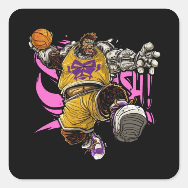 Pegatina Cuadrada Baloncesto de Hong Kong (Anverso)