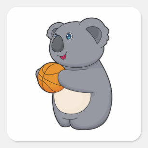 Pegatina Cuadrada Baloncesto de Koala