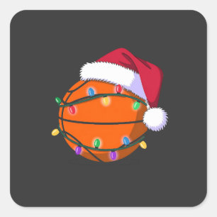 Pegatina Cuadrada Baloncesto de muñeco de nieve Navidad Santa béisbo