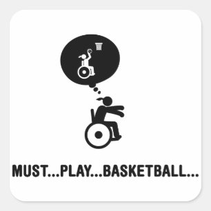 Pegatina Cuadrada Baloncesto en silla de ruedas