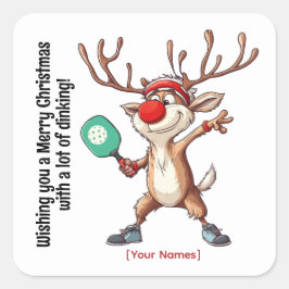 Pegatina Cuadrada Baloncesto 🎄 Feliz Navidad, texto personalizado