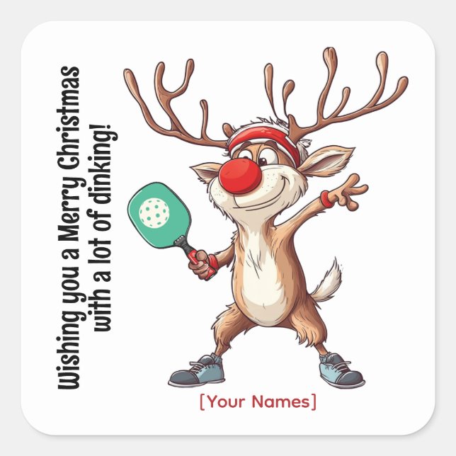 Pegatina Cuadrada Baloncesto 🎄 Feliz Navidad, texto personalizado (Anverso)