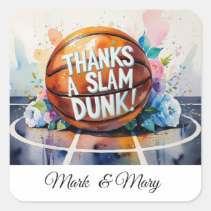 Pegatina Cuadrada Baloncesto gracias al tema Slam Dunk
