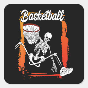 Pegatina Cuadrada Baloncesto Halloween Niños