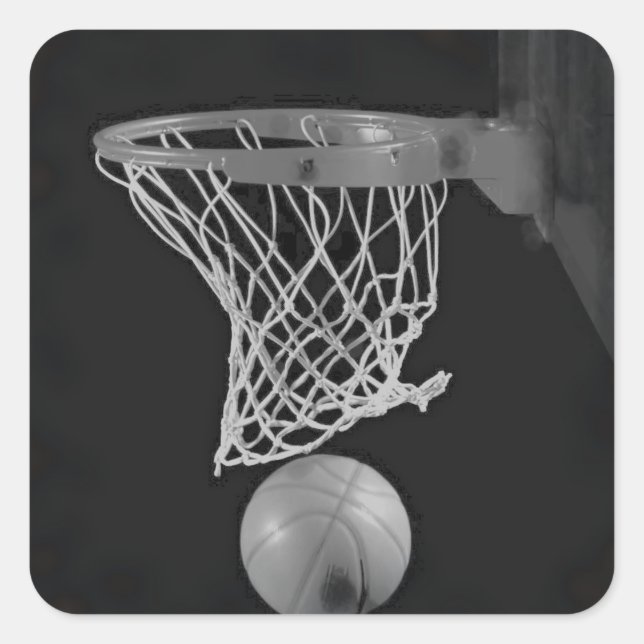 Pegatina Cuadrada Baloncesto Sepia (Anverso)