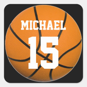 Pegatina Cuadrada Baloncesto Su Nombre