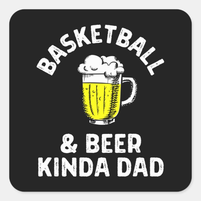 Pegatina Cuadrada Baloncesto y cerveza como papá. (Anverso)