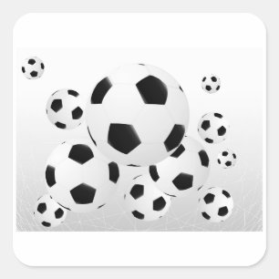 Pegatina Cuadrada Balones de fútbol clásico volando Deportes