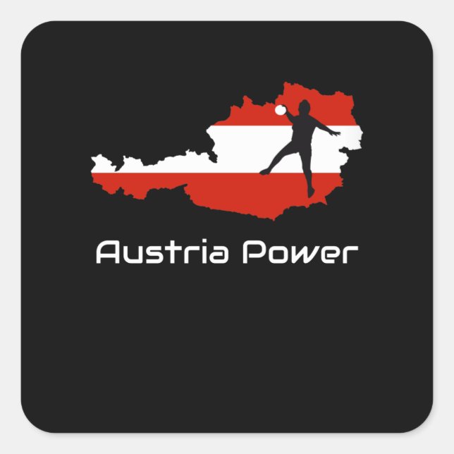 Pegatina Cuadrada Balonmano - Camisa Austria Power Austria (Anverso)