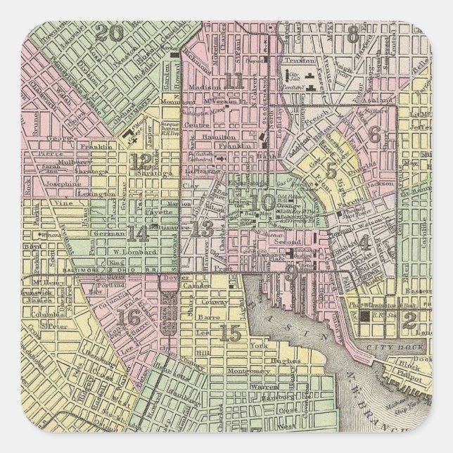 Pegatina Cuadrada Baltimore (Anverso)