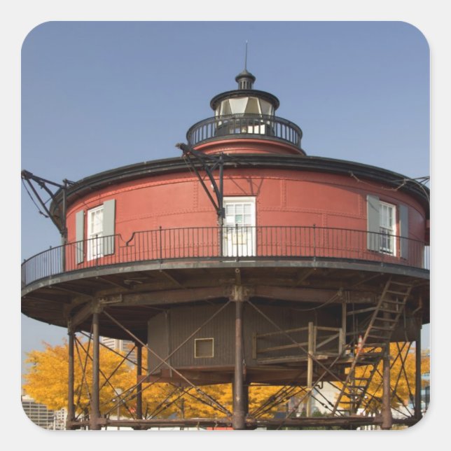 Pegatina Cuadrada BALTIMORE, MARYLAND. EE.UU. Knoll de siete pies (Anverso)