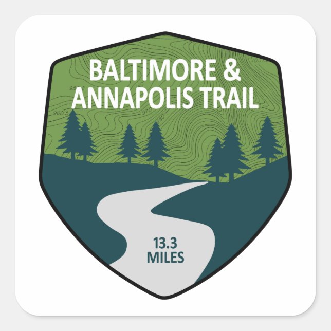 Pegatina Cuadrada Baltimore y Annapolis Trail (Anverso)